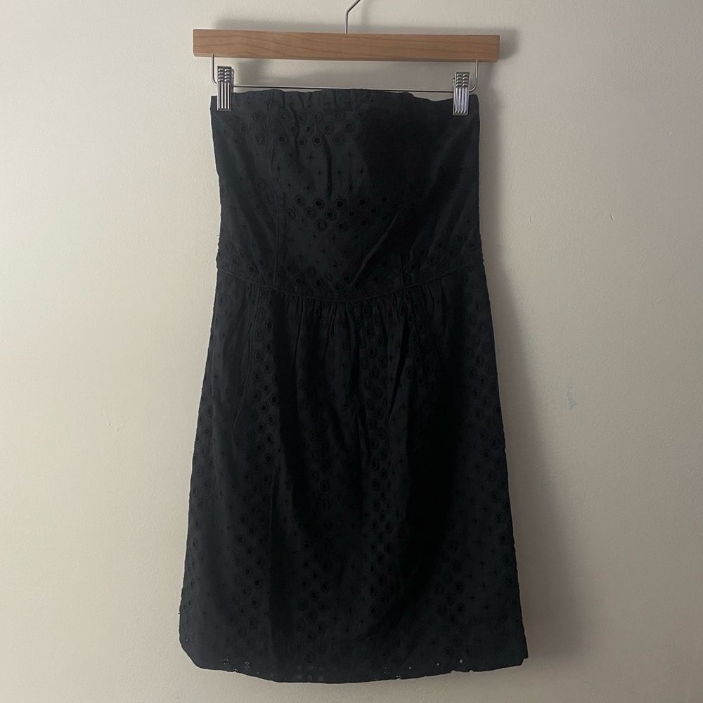 Comptoir Des Cotonniers Little Black Sleeveless Eyelet Dress With Pockets Sz XXS